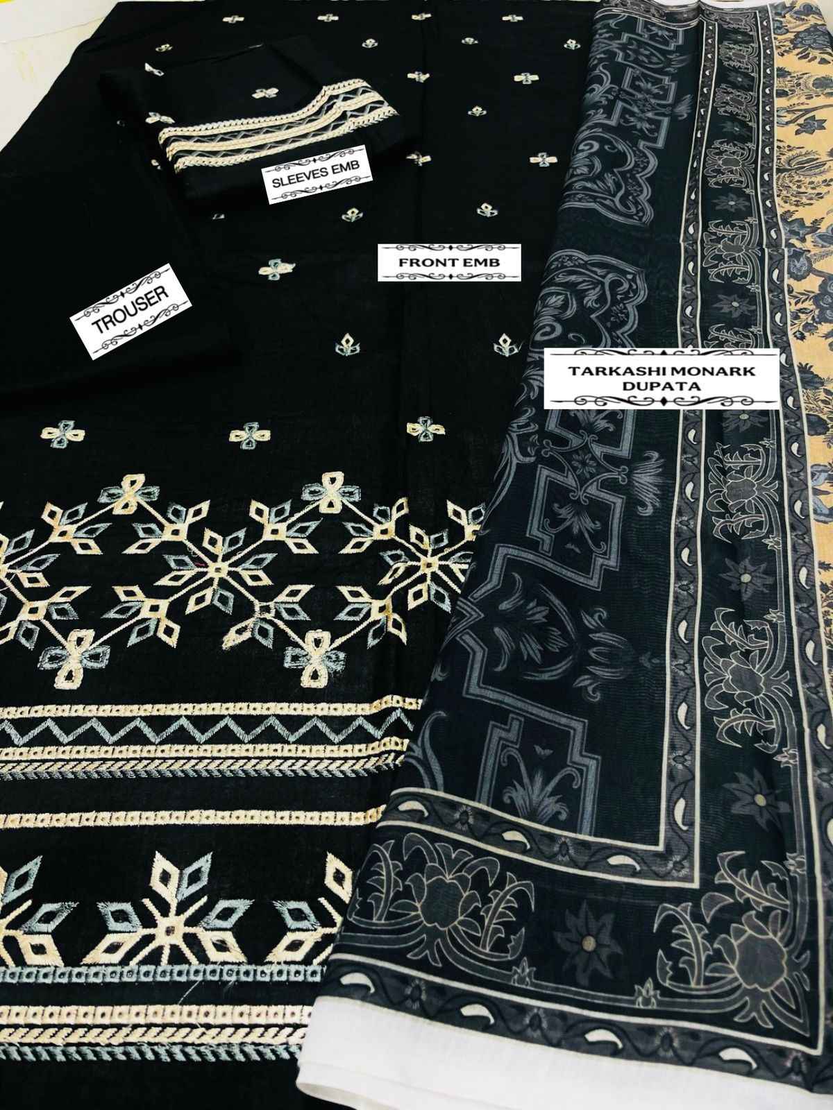 SAPPHIRE Hit Article 3Pc Fancy Eid & Summer 2025 Outfit | Embroidered Lawn Suit with Tarkashi Monark Dupatta | Wholesale Price Rs 3999