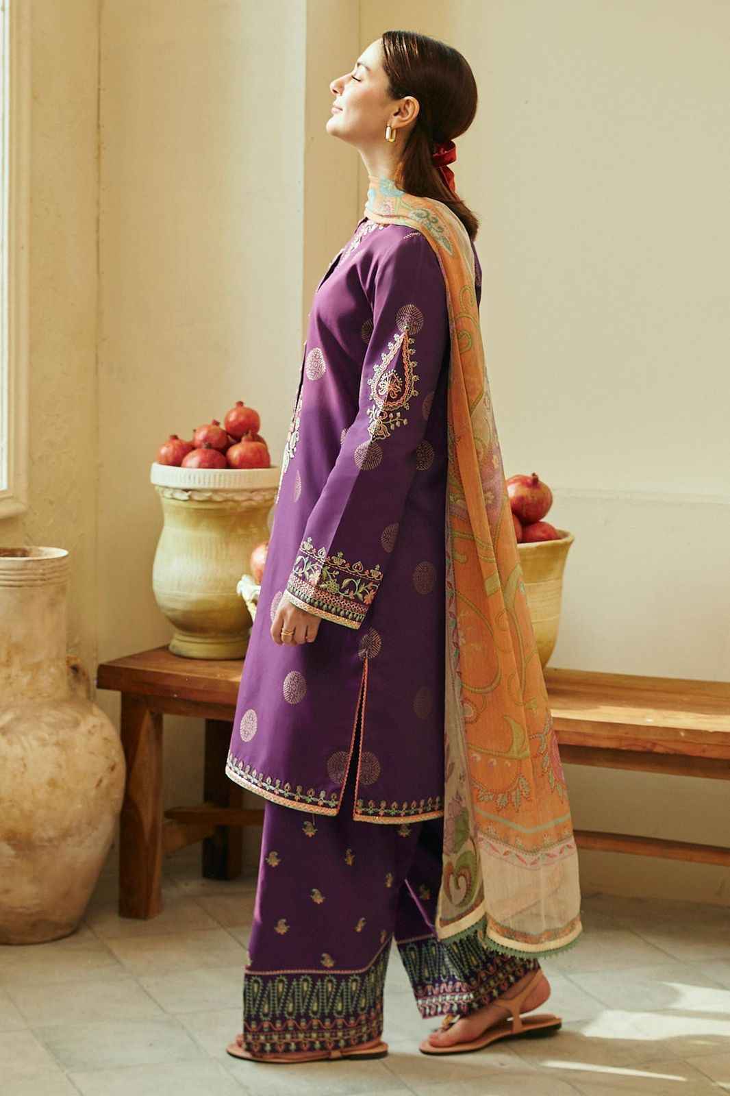 ZARA SHAHJAHAN Hit Article 3Pc Fancy Eid & Summer 2025 Outfit | Embroidered Lawn Suit with Monark Tarkashi Dupatta | Wholesale Price Rs 3999