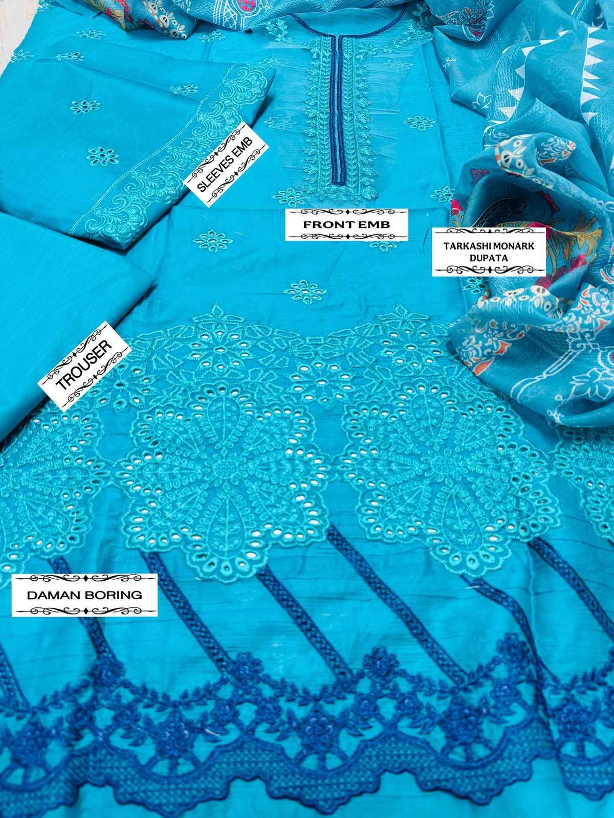 PARISHAY Hit Article 3Pc Fancy Eid & Summer 2025 Outfit | Embroidered Lawn Suit with Tarkashi Monark Dupatta | Wholesale Price Rs 3999