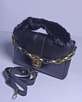 Women's handbag with chunky chain with fur/Ramdan Sale - AOUN STORE